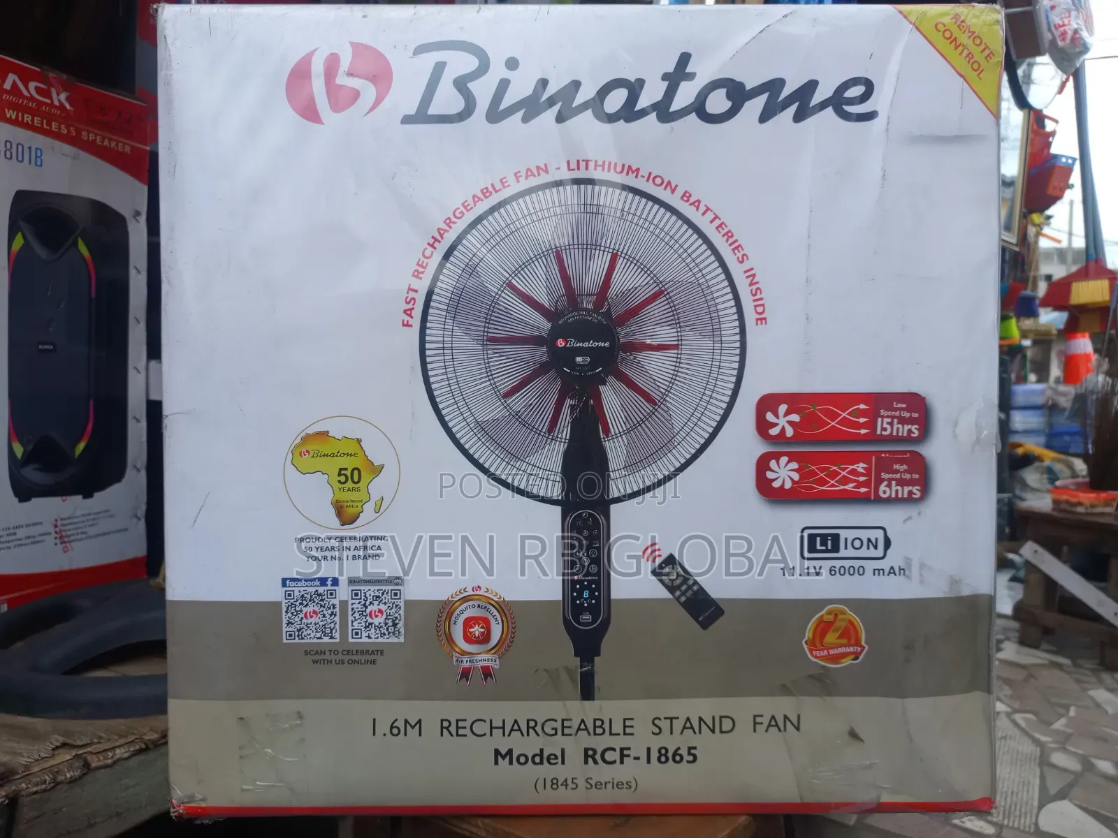 Binatone 18” Rechargeable Standing Fan With Remote Control | RCF-1865