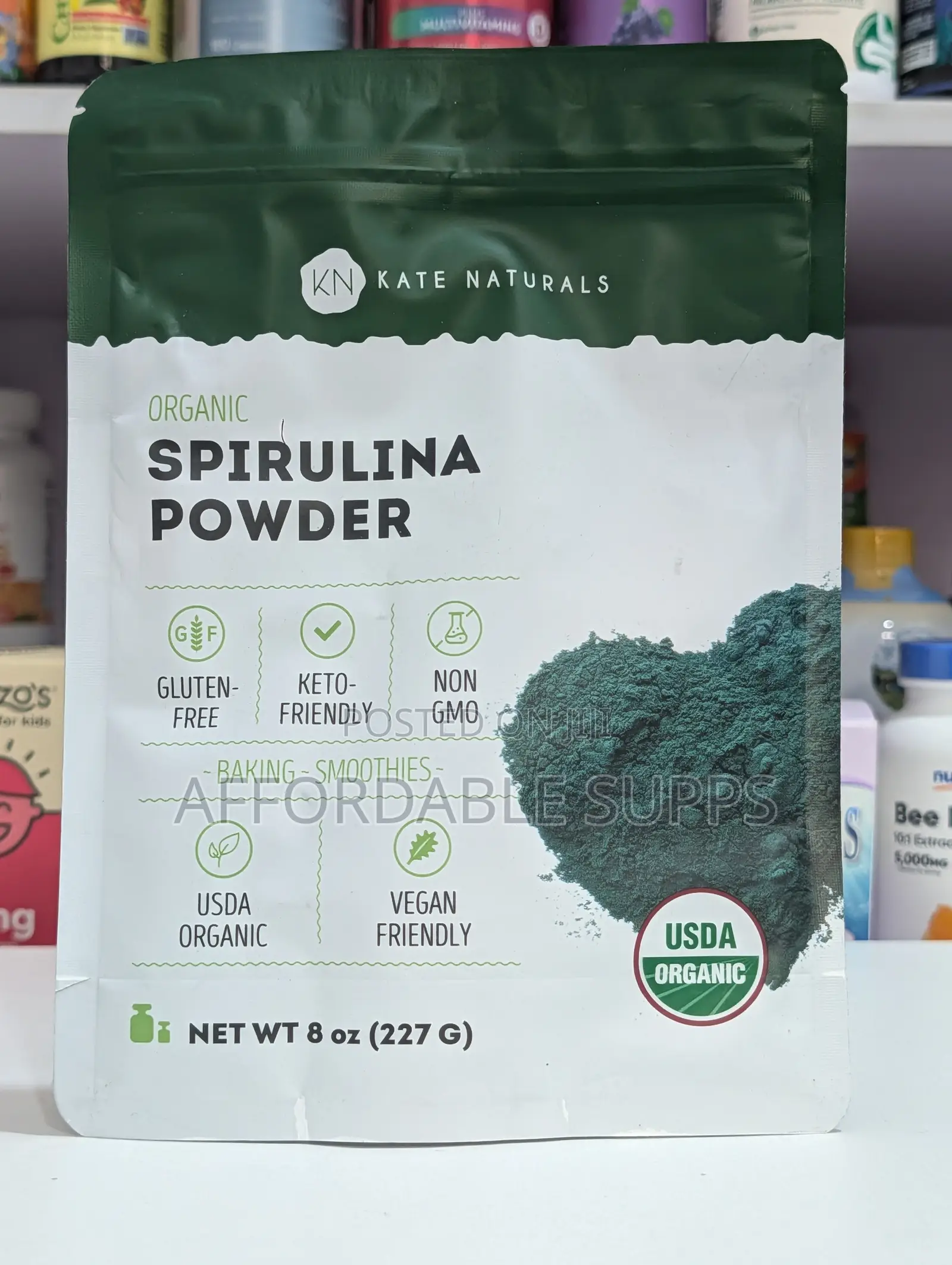 Kate Naturals Organic Spirulina Powder 227g – USDA Organic