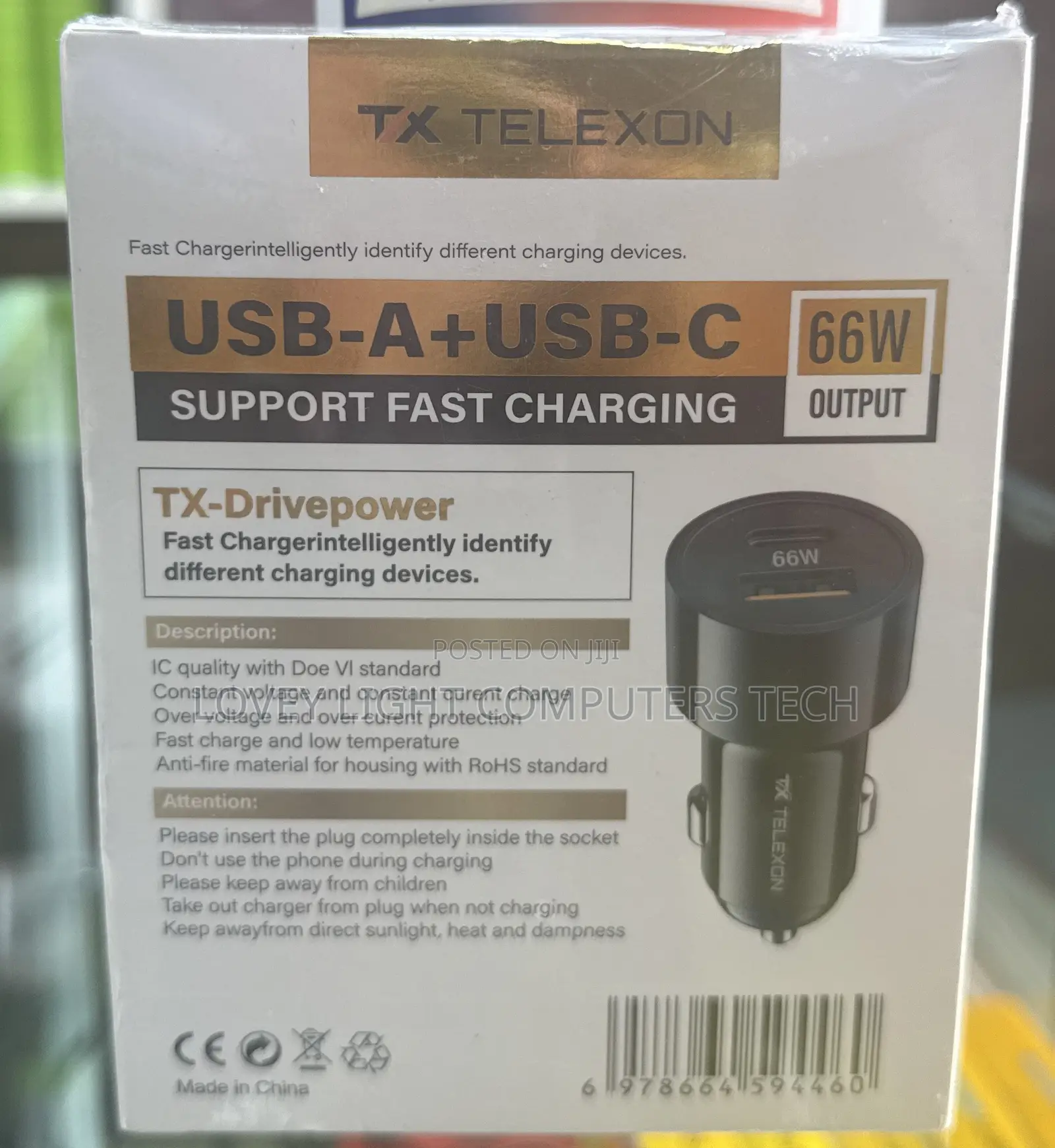 Telexon Pd Car Charger USB-A+USB-C
