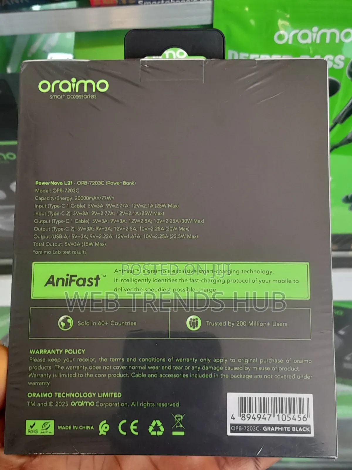 Oraimo PowerNova L21 20000mAh 30W Fast Charge Power Bank