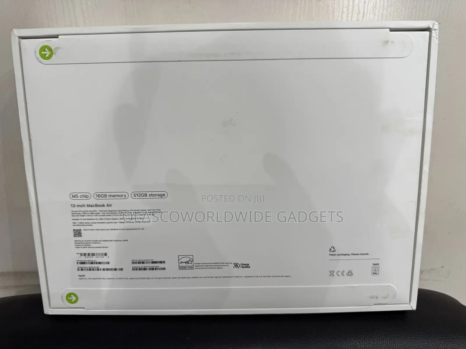 New Laptop Apple MacBook Air 2026 M5 16GB Apple M5 SSD 512GB