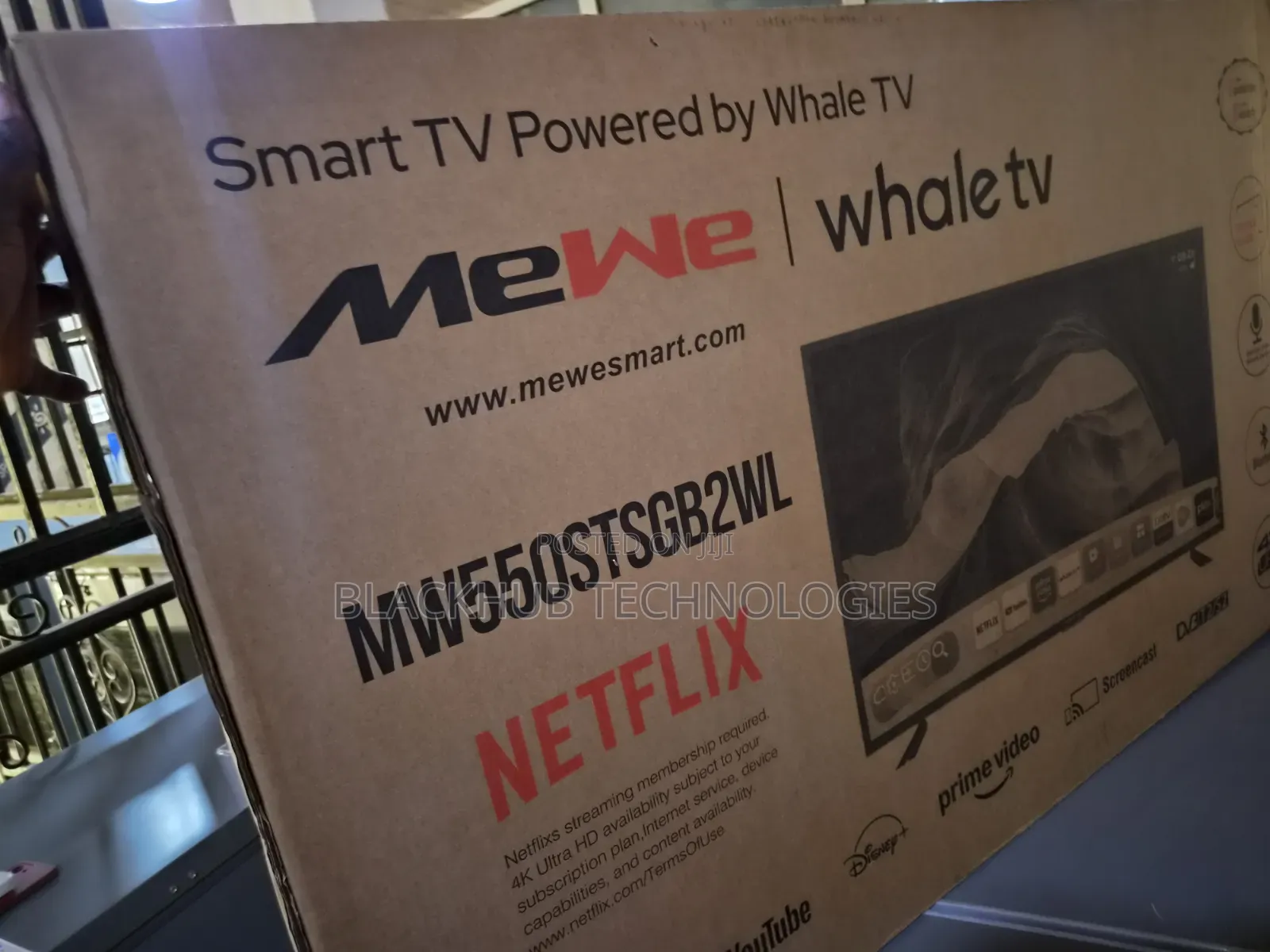 Mewe 4K SMART TV, Double Glass, 55 Inches, 8gb, Frameless, Whale OS