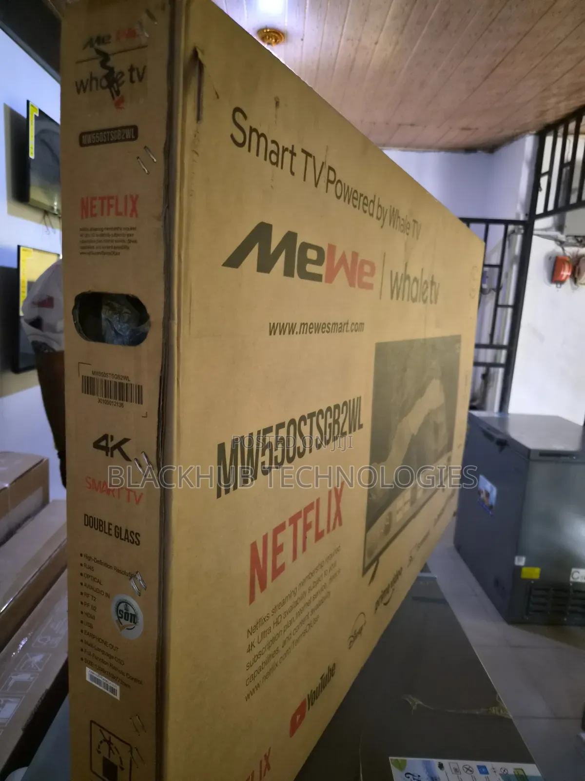 Mewe 4K SMART TV, Double Glass, 55 Inches, 8gb, Frameless, Whale OS