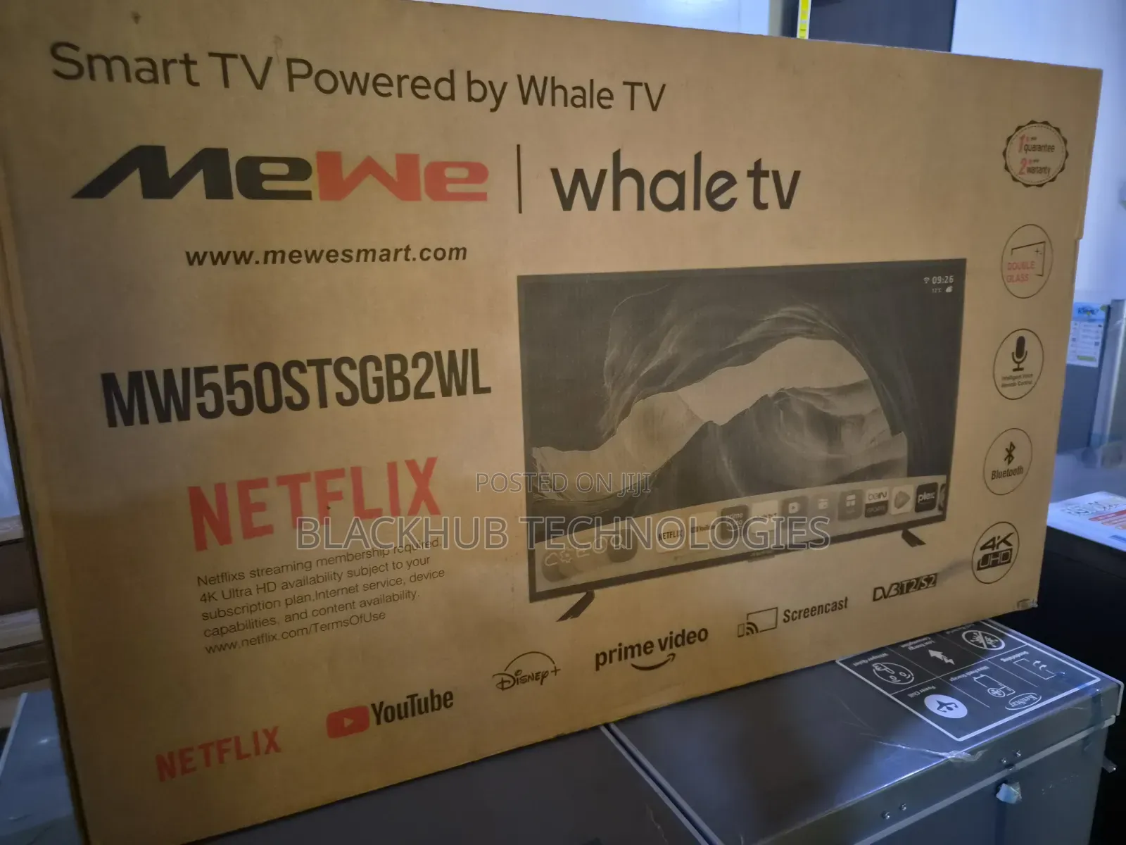 Mewe 4K SMART TV, Double Glass, 55 Inches, 8gb, Frameless, Whale OS