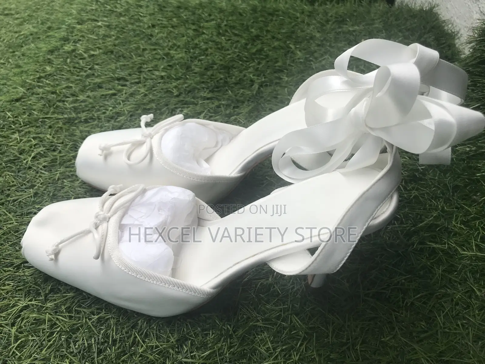 Satin Lace-Up Ballet Heels With Bow – Black Brown White