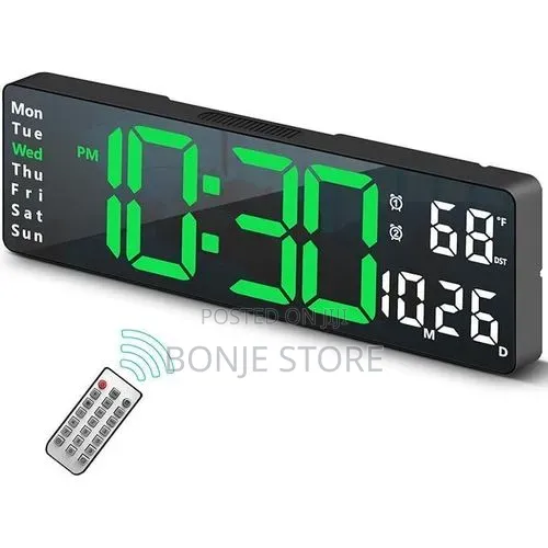 Rectangular LED Digital Wall Clock With Remote Control