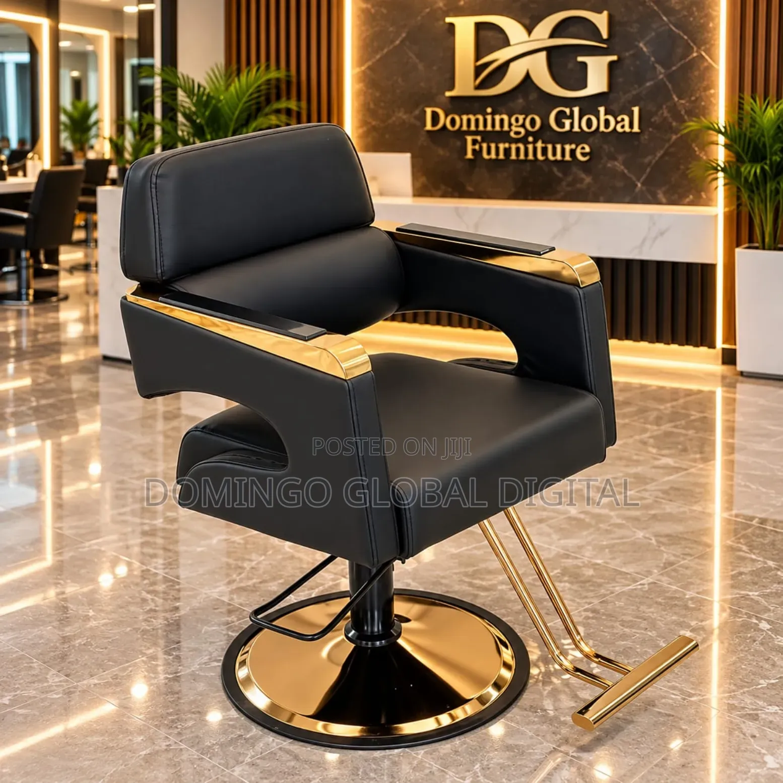 Black and Gold Swivel Barber/Salon
