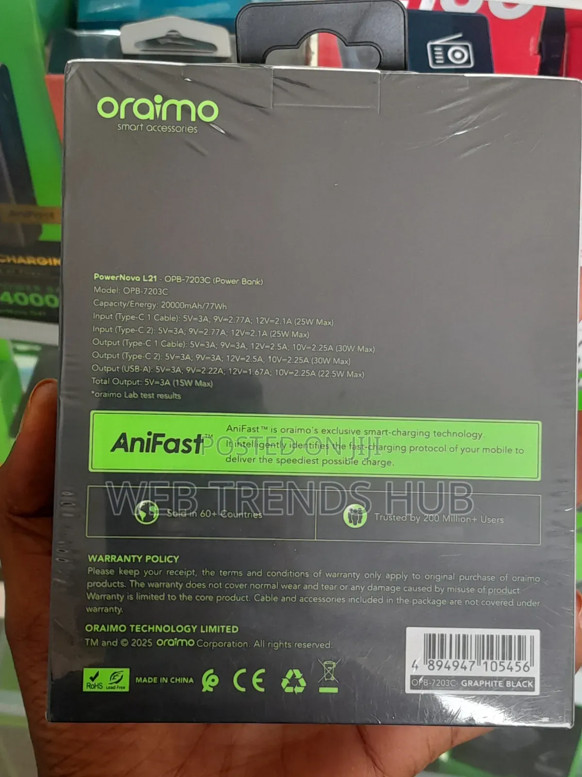 Oraimo 20000mAh PowerNova L21 30W Fast Charge Power Bank