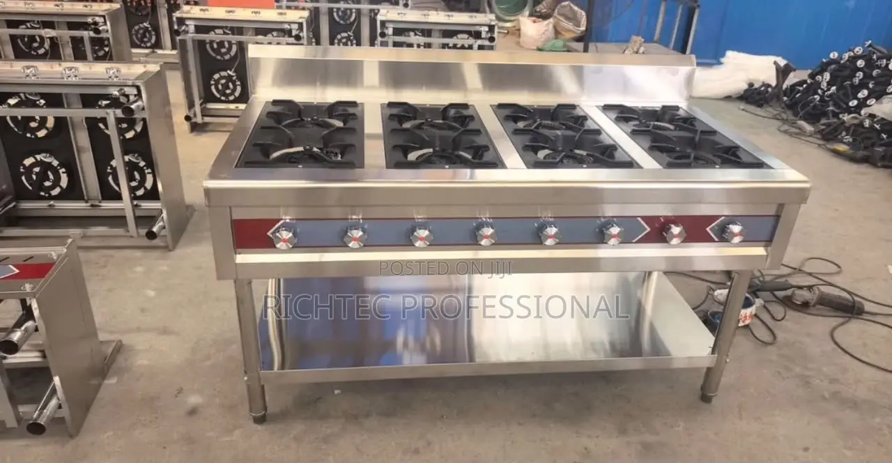 Commercial 8-Burner Heavy-Duty Gas Cooker Range With Bottom Shelf