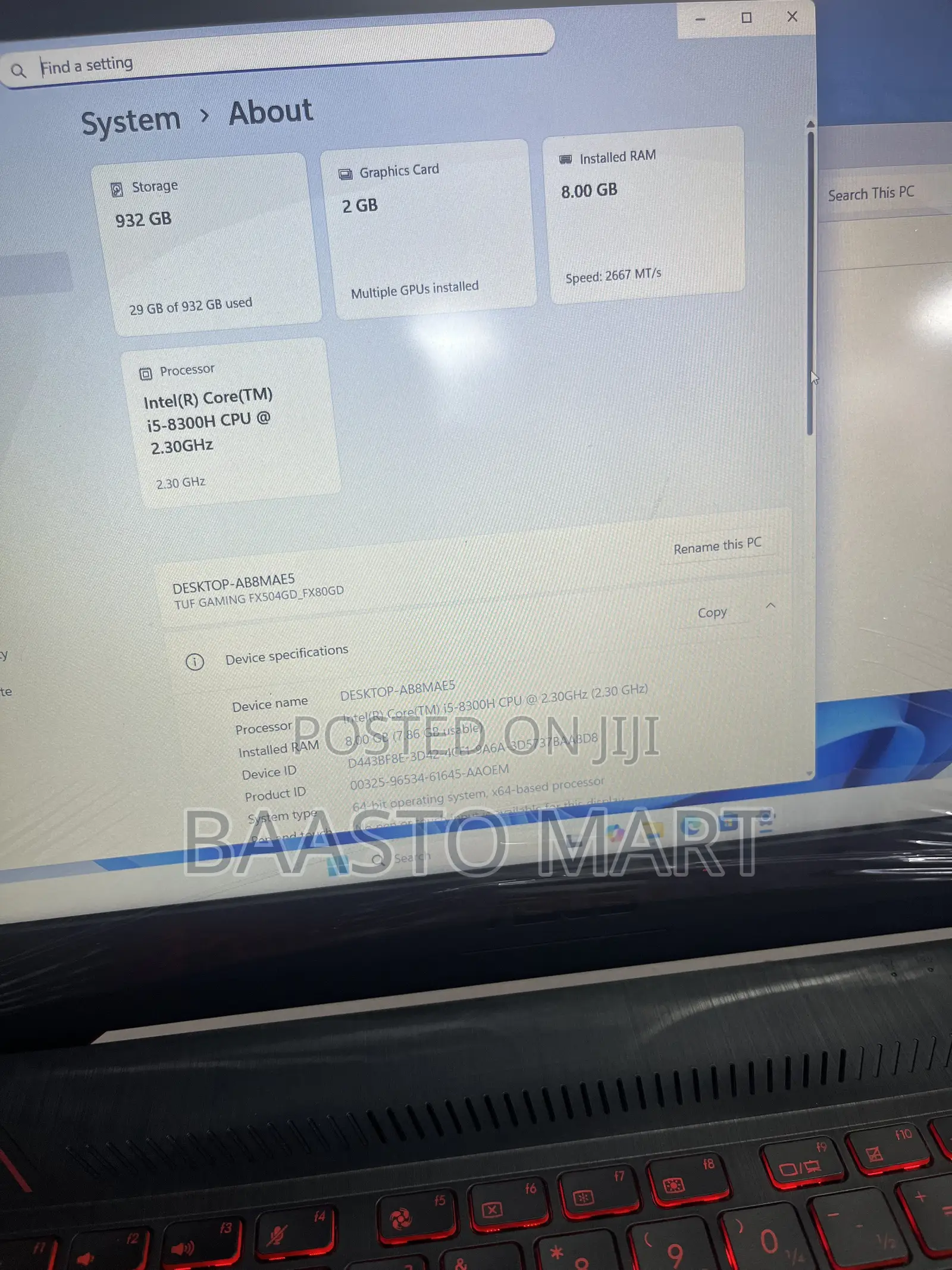 Laptop Asus TUF Gaming FX504 8GB Intel Core i5 HDD 1T