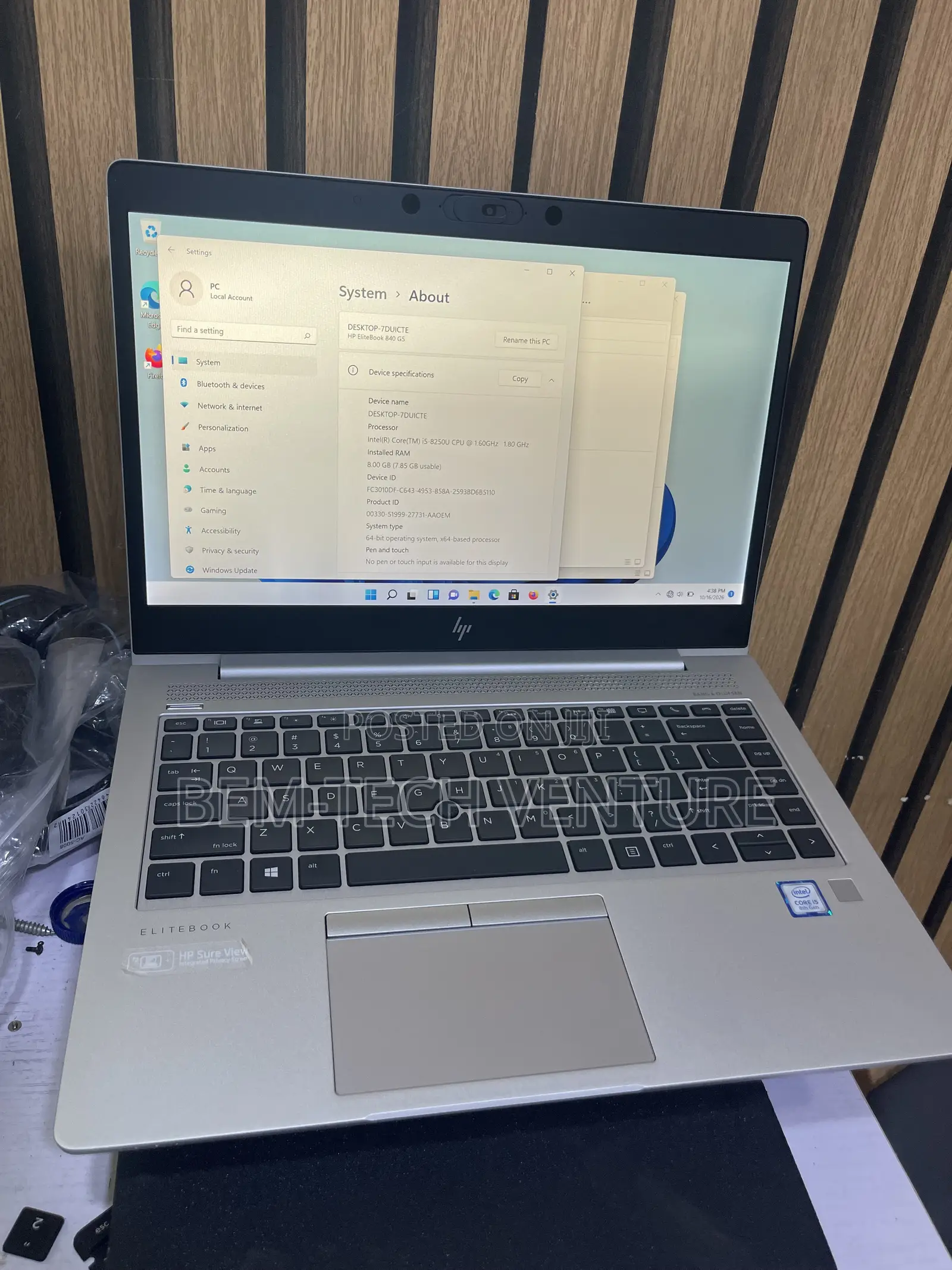 Laptop HP EliteBook 840 G5 8GB Intel Core i5 SSD 256GB