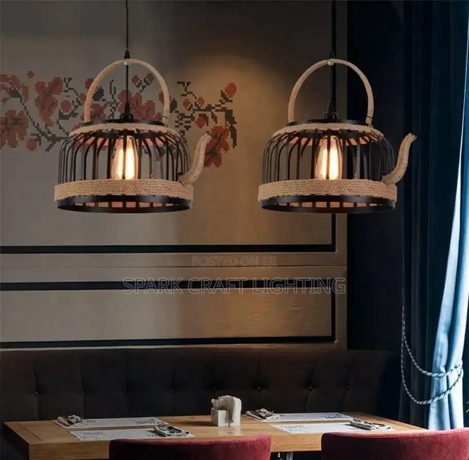 Boho Rustic Teapot Pendant Light