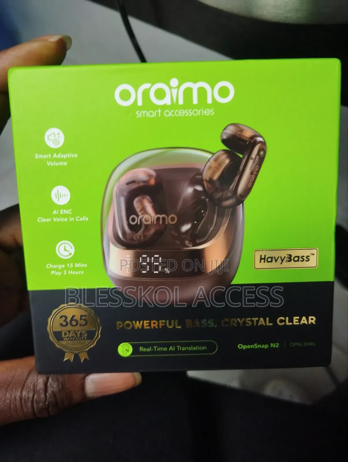 Oraimo OpenSnap N2 Quick Charging Deep Bass Open-Ear True Earbuds