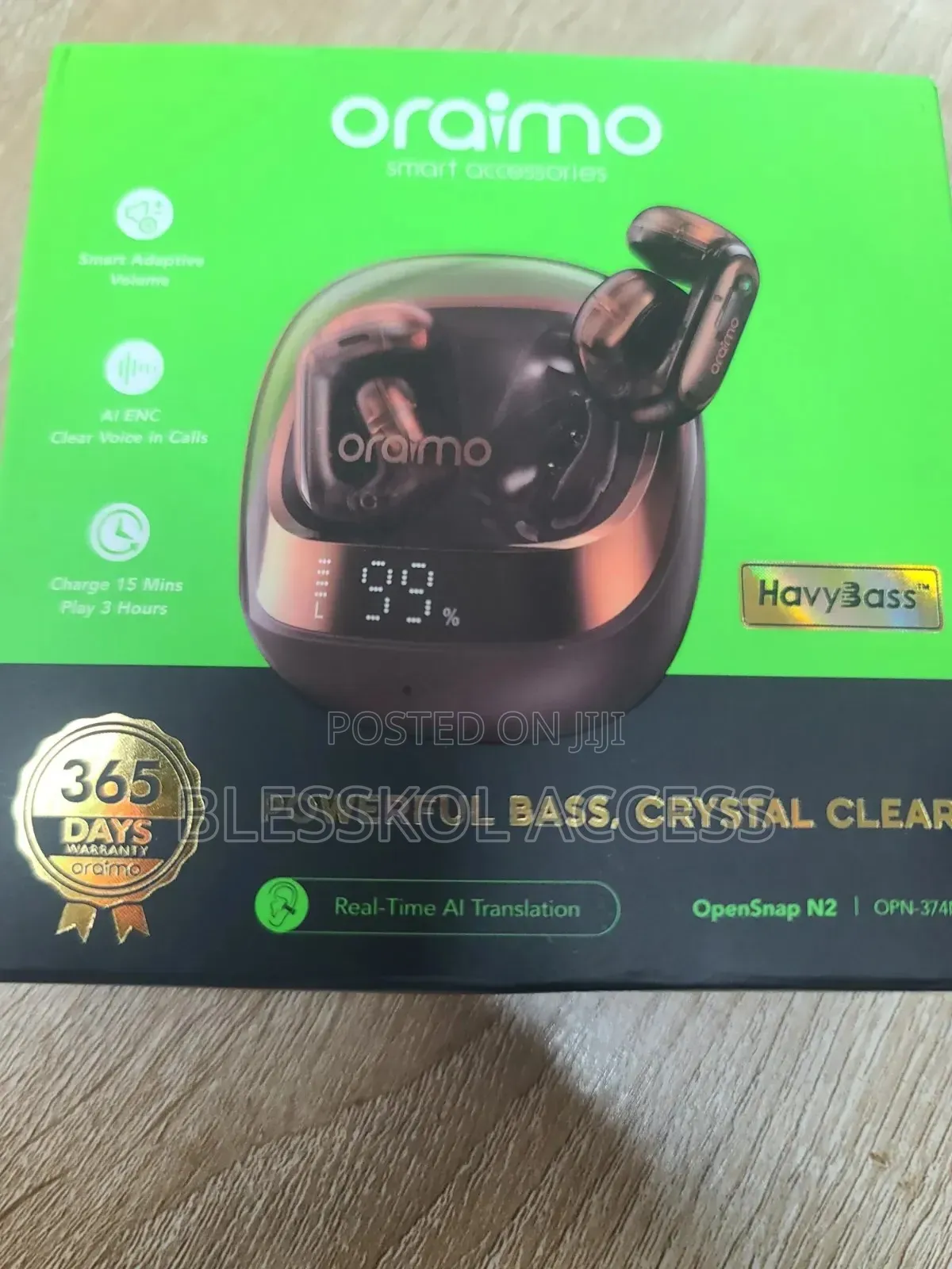 Oraimo OpenSnap N2 Quick Charging Deep Bass Open-Ear True Earbuds