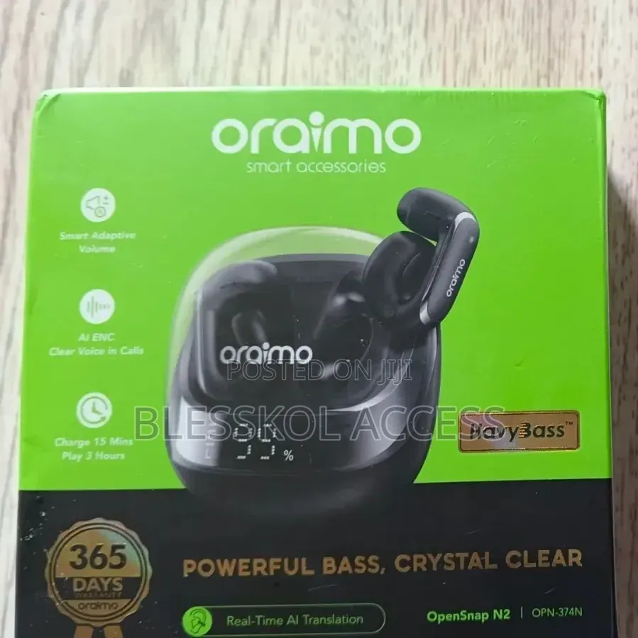 Oraimo OpenSnap N2 Quick Charging Deep Bass Open-Ear True Earbuds