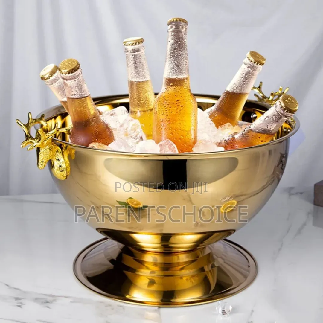 13L Luxury Stainless Steel Wine Bucket – Silver / Gold