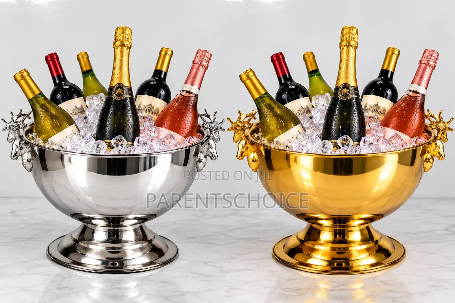 13L Luxury Stainless Steel Wine Bucket – Silver / Gold
