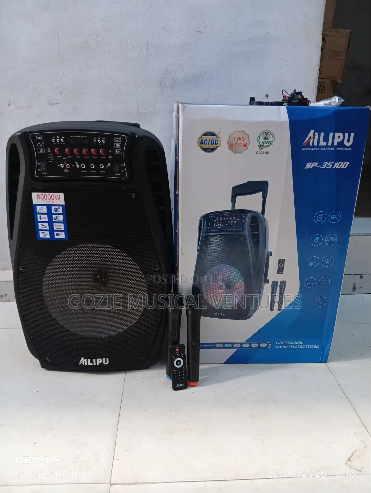 Alipu Complete 80000 Watts With Two Wireless Microphone Original Sound