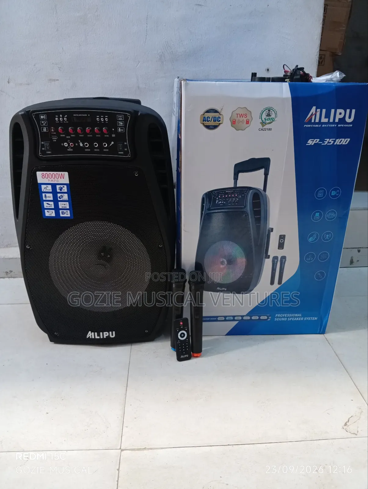 Alipu Complete 80000 Watts With Two Wireless Microphone Original Sound