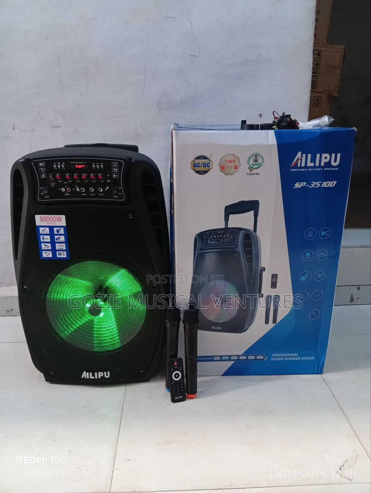 Alipu Complete 80000 Watts With Two Wireless Microphone Original Sound