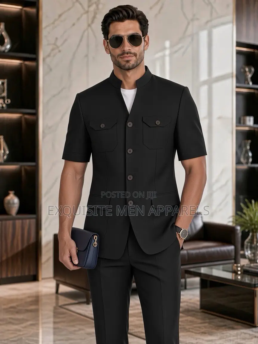 Latest Mandarin Collar Daro Safari Men’s Suit