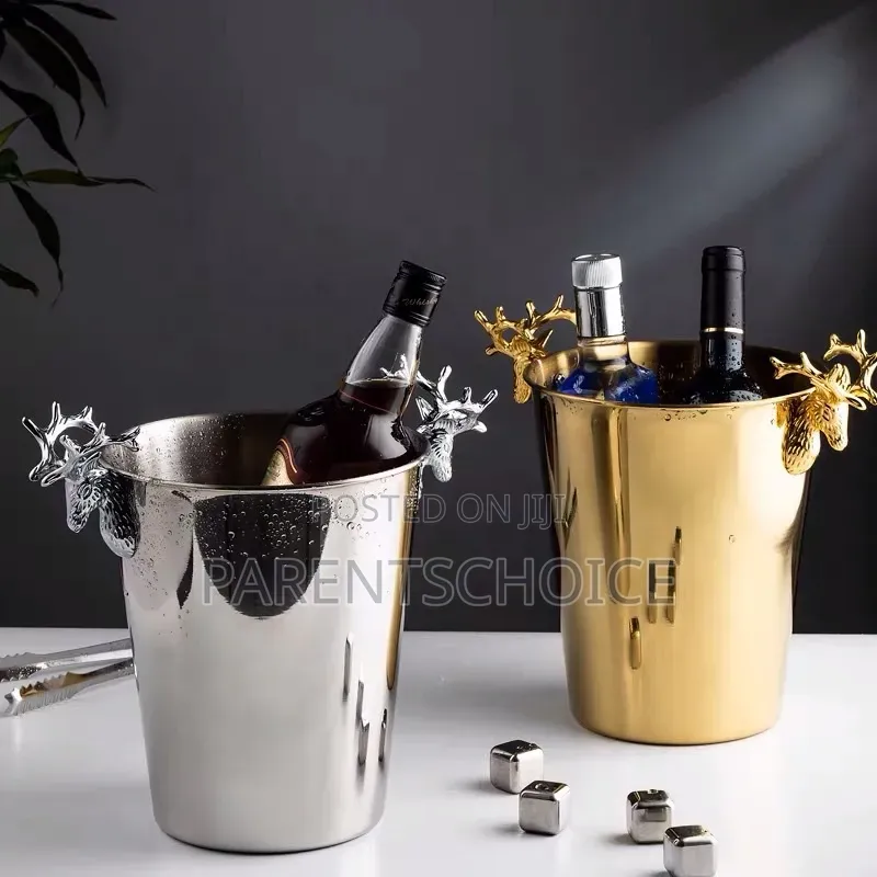 Luxury Deer-Handle Wine Bucket 3L / 5L – Gold / Silver