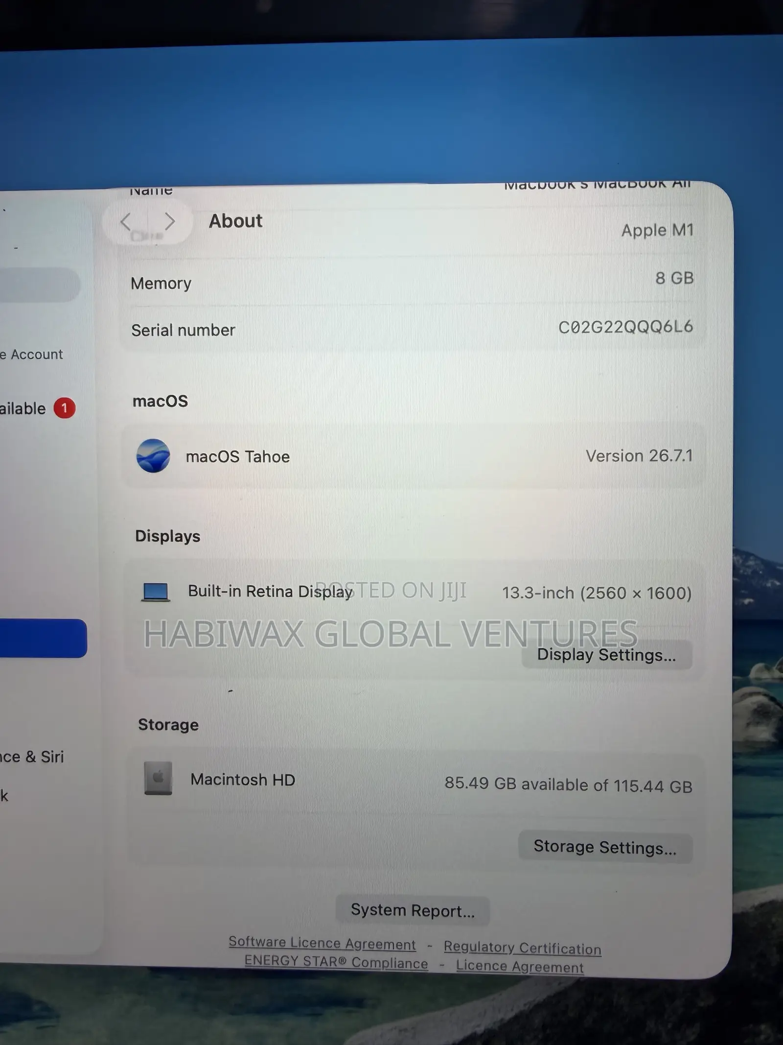 Laptop Apple MacBook Air 2020 M1 8GB Apple M1 SSD 128GB