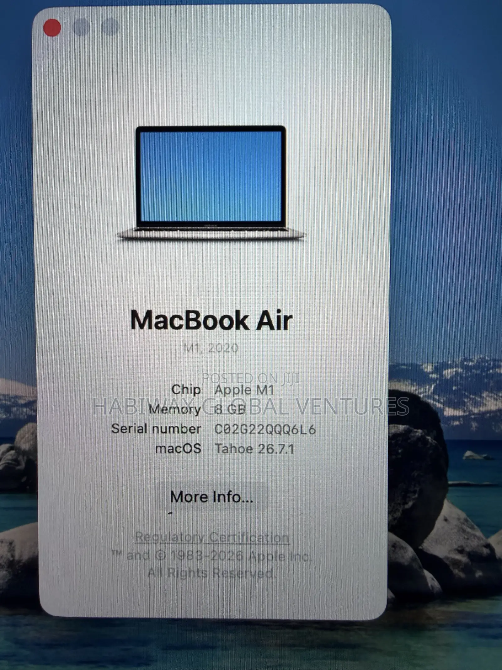 Laptop Apple MacBook Air 2020 M1 8GB Apple M1 SSD 128GB