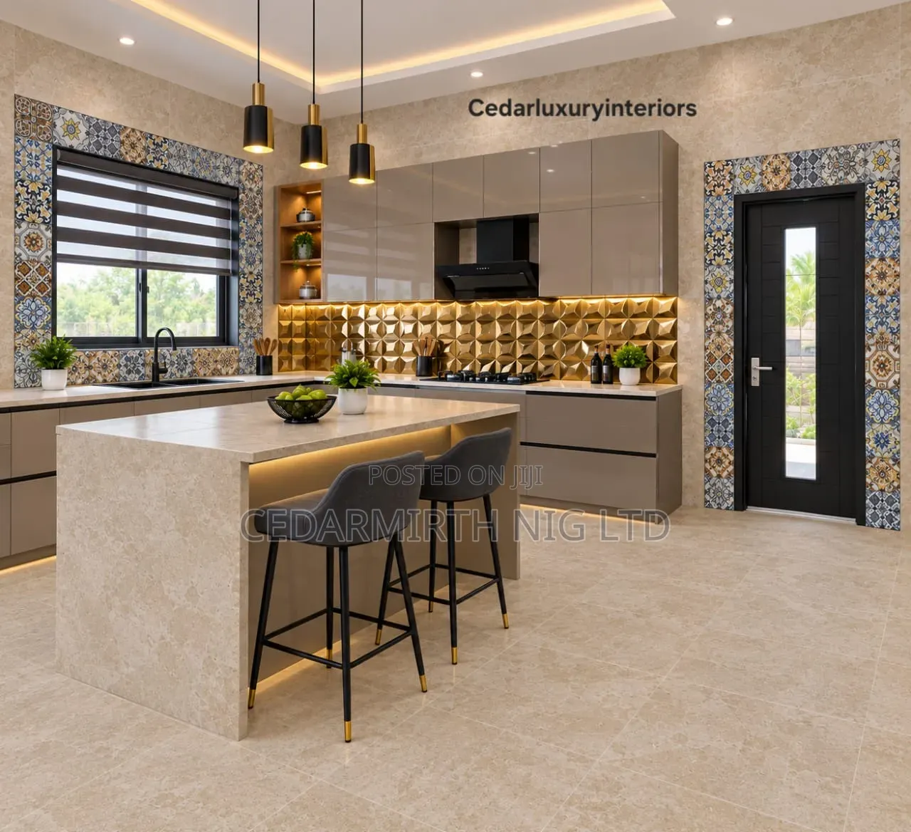Gold Wall Tile in Geometric Pattern