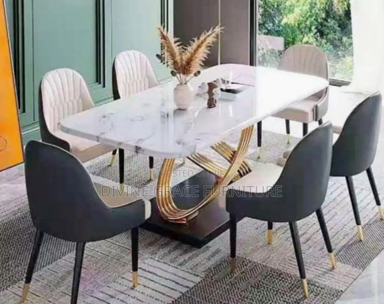 Stunning White and Gray Dining Set – Modern Luxury