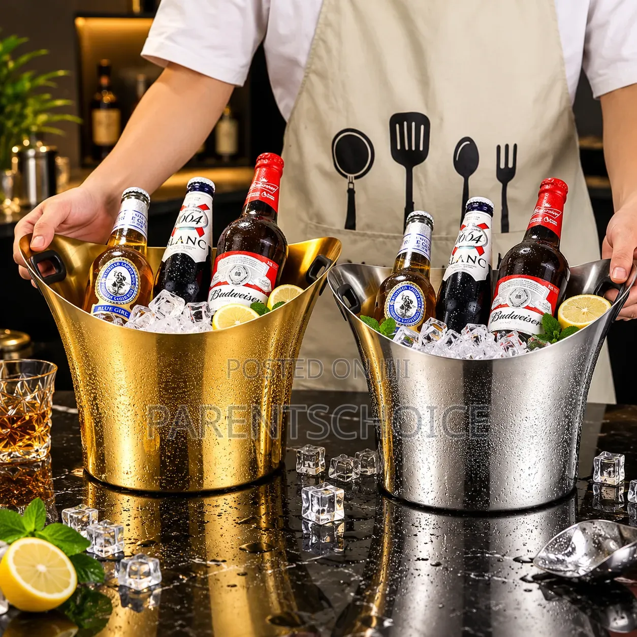 Luxury Stainless Steel Wine Bucket – Gold / Silver