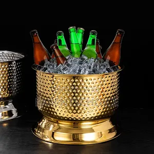 22L Hammered Design Luxury Gold Stainless Steel Tub Wine Bucket