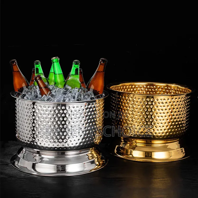 22L Hammered Design Luxury Gold Stainless Steel Tub Wine Bucket
