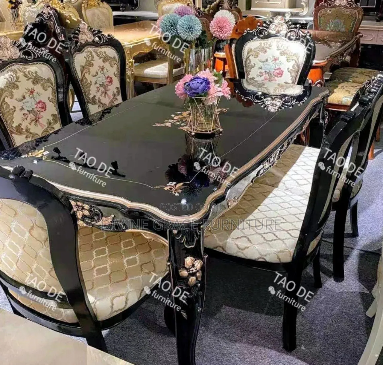 Premium Black Royal Dinning Table Set