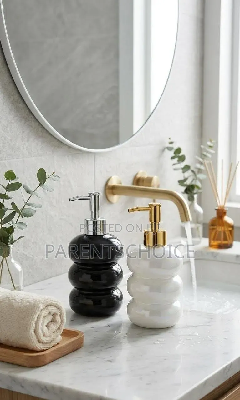 Ribbed-Design Liquid Soap and Lotion Dispenser Set