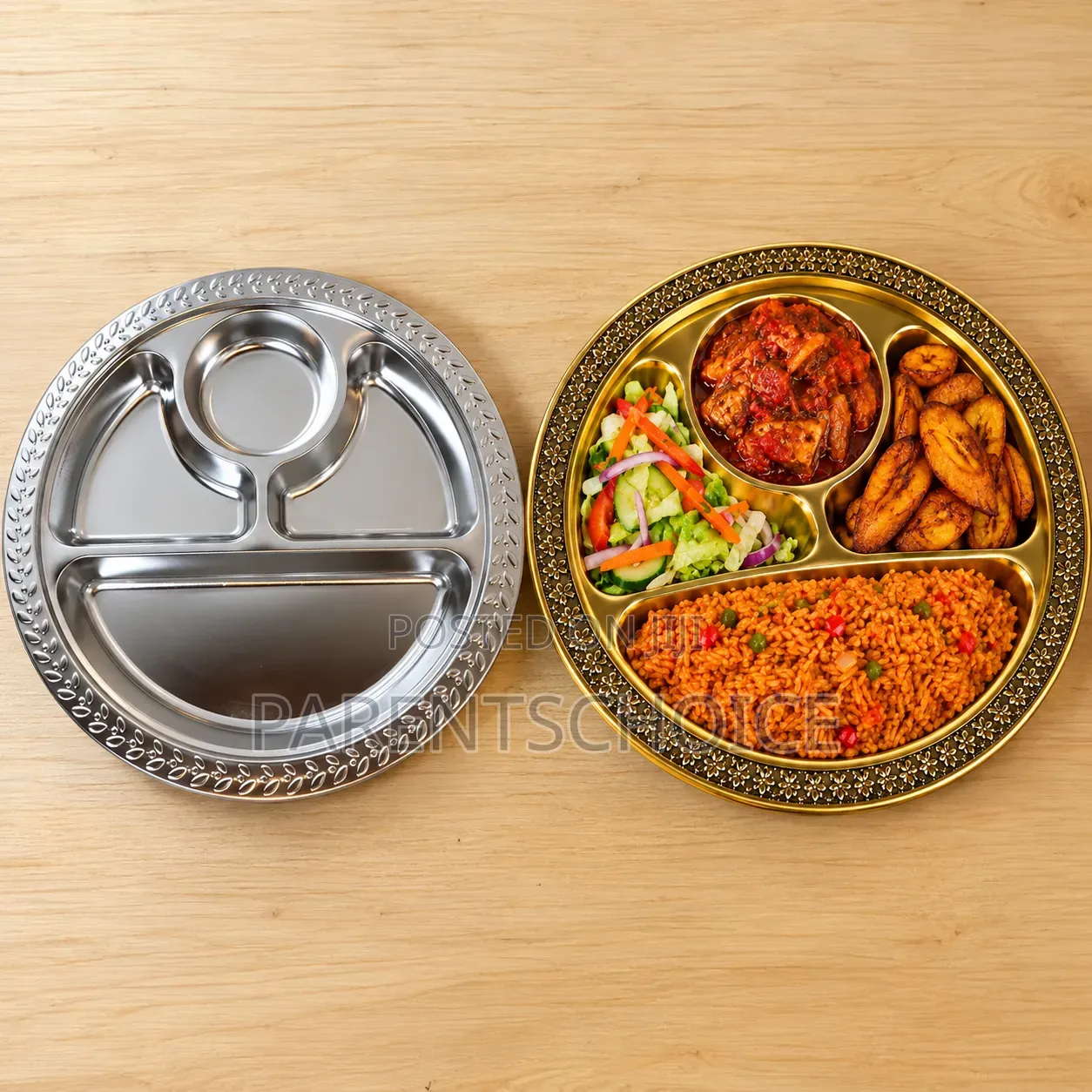 Stainless Steel 4-Partition Dinner Plate Silver / Gold -30cm/35cm
