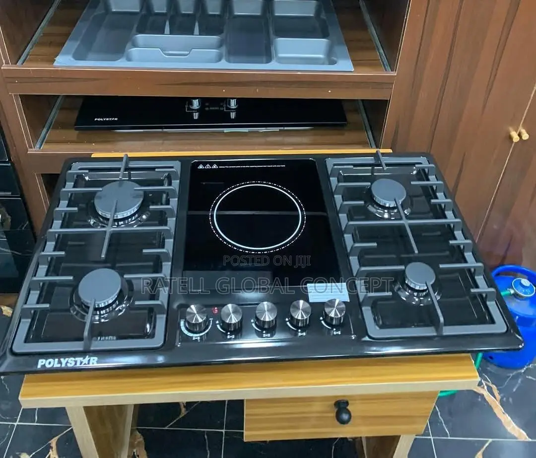 Polystar 5 Burner Gas Cooker (4 Gas Plus 1 Electric Cooker)