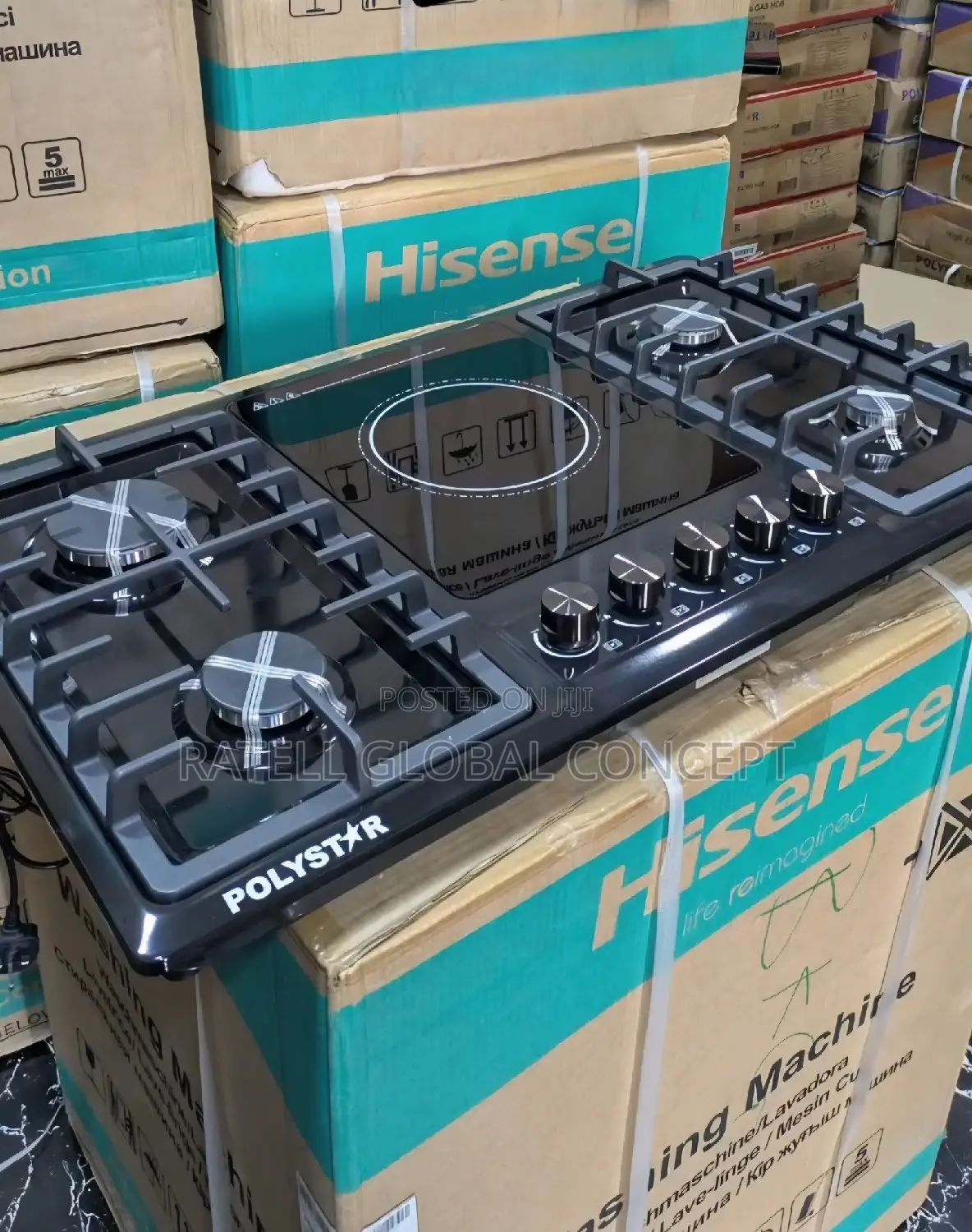 Polystar 5 Burner Gas Cooker (4 Gas Plus 1 Electric Cooker)