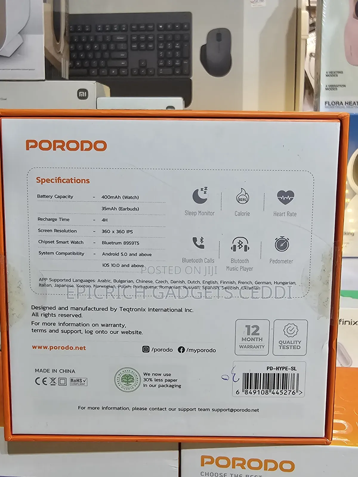 Porodo HYPE Smartwatch With Earbuds
