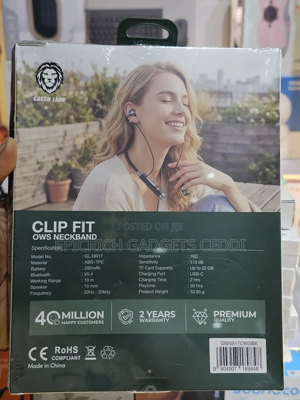 Green Lion Clip Fit OWS Neckband Earphone