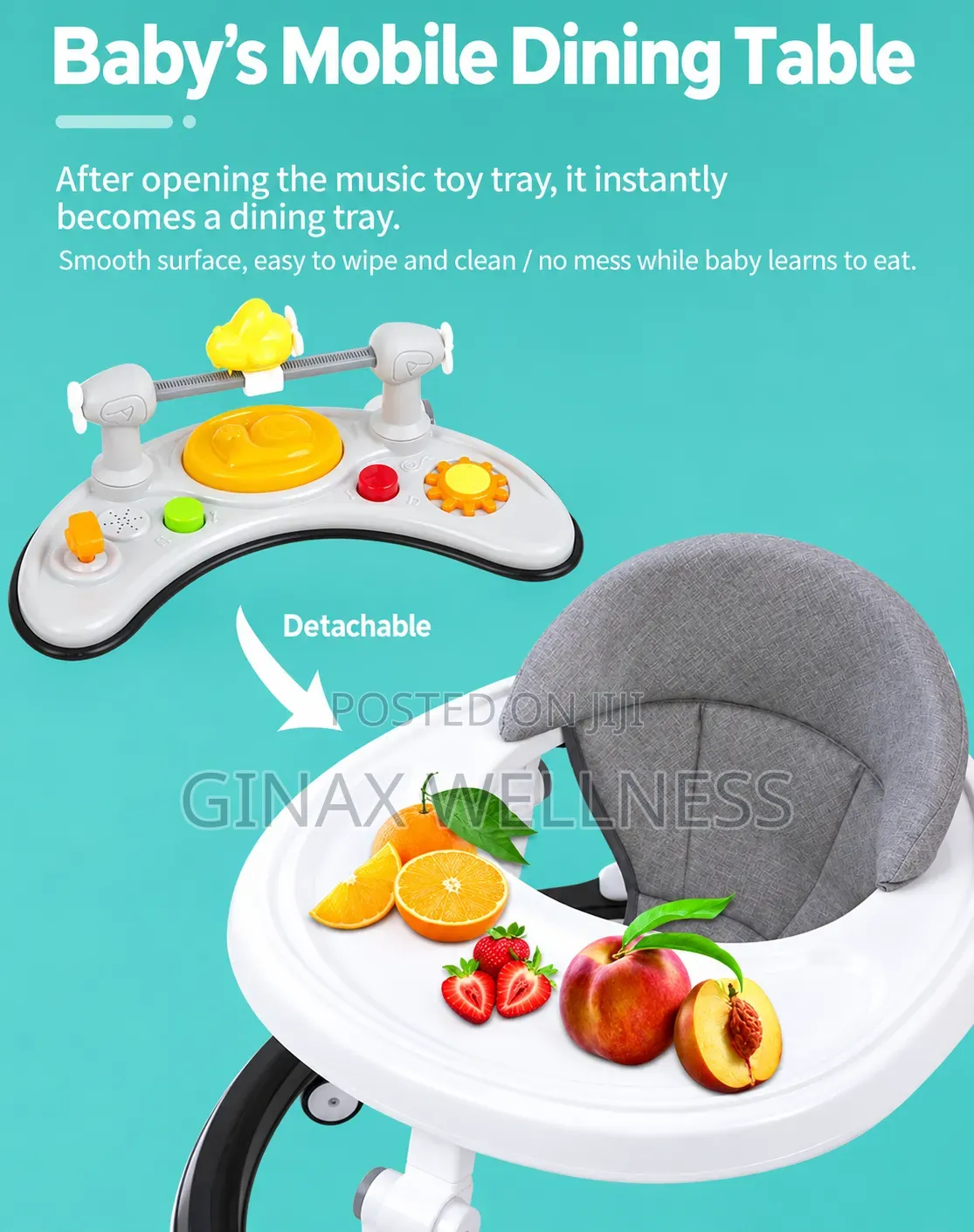 Multifunctional Foldable Baby Walker With Music and Feeding Tray