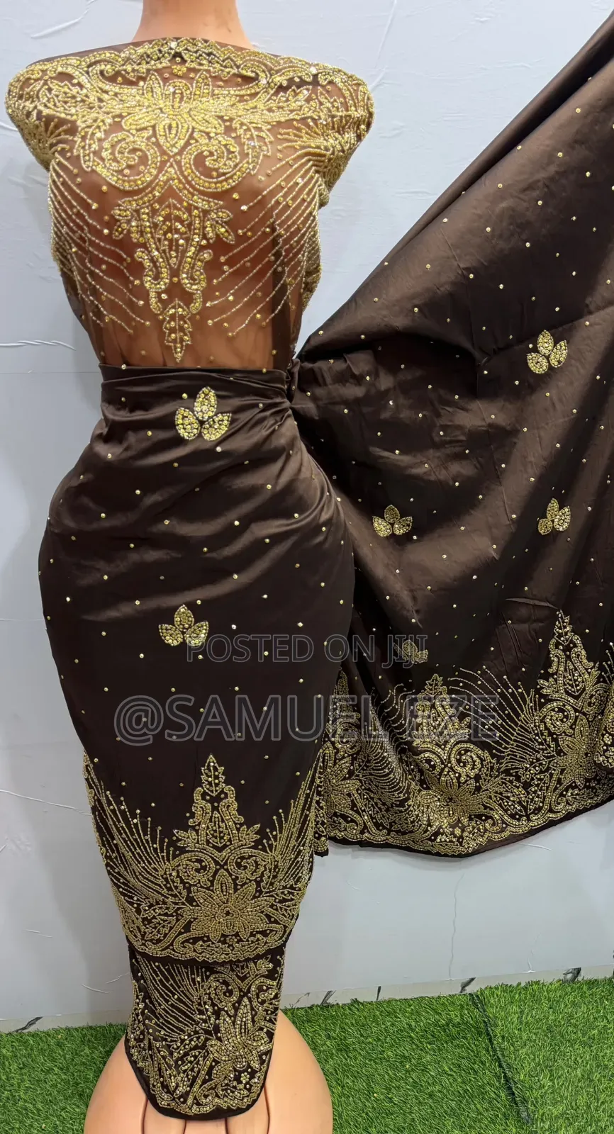 Indian George and Blouse Straight 5 Yards With Luxury Beaded