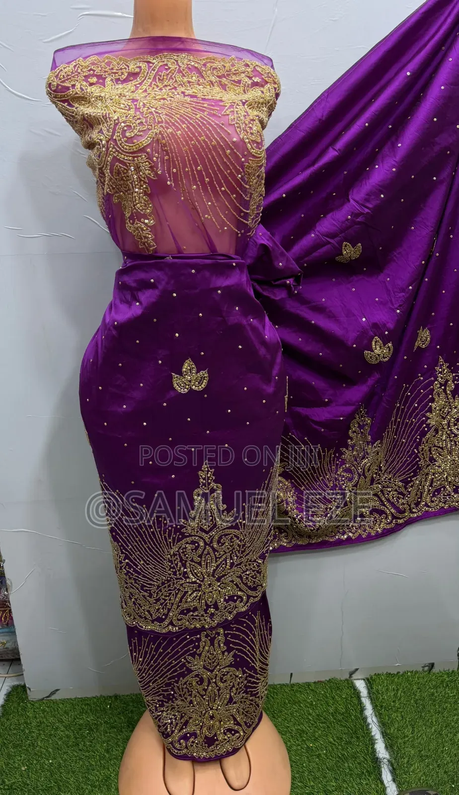 Indian George and Blouse Straight 5 Yards With Luxury Beaded