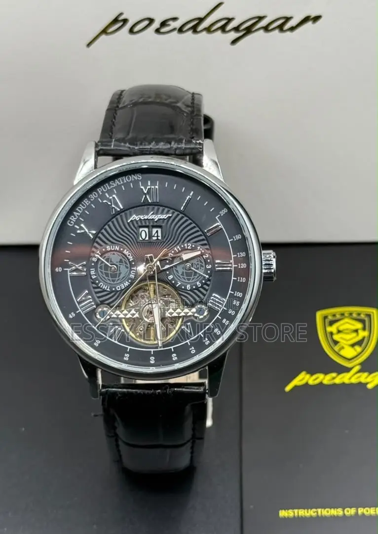 High Quality Luxury Poedagar Genuine Leather Men Wristwatch