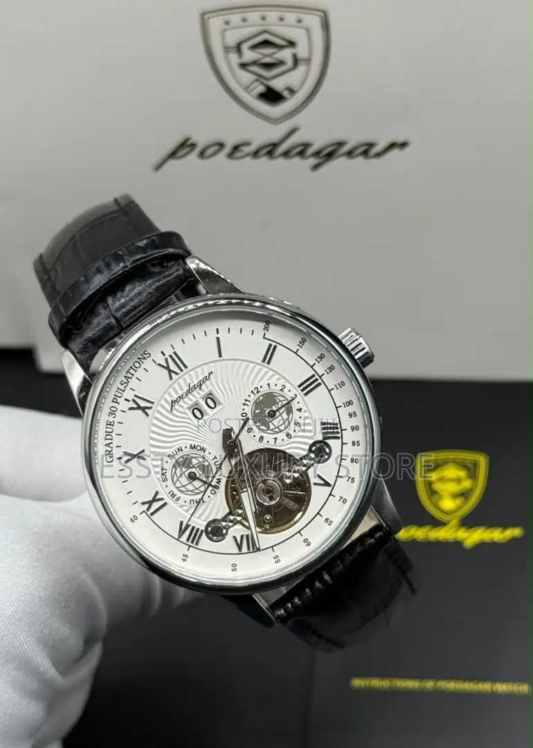High Quality Luxury Poedagar Genuine Leather Men Wristwatch