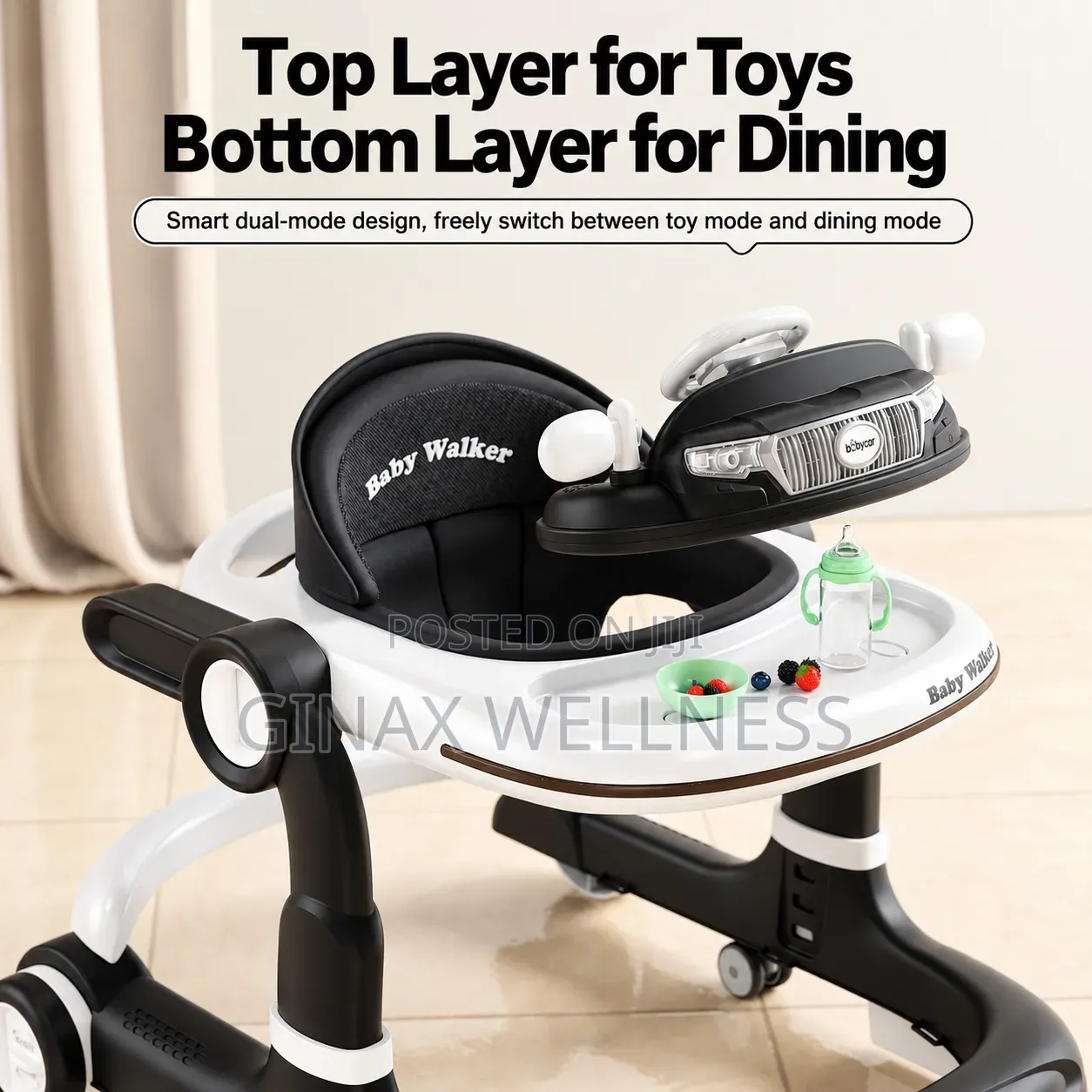 Multifunctional Baby Walker With Push Handle, Music, and Fancy Lights
