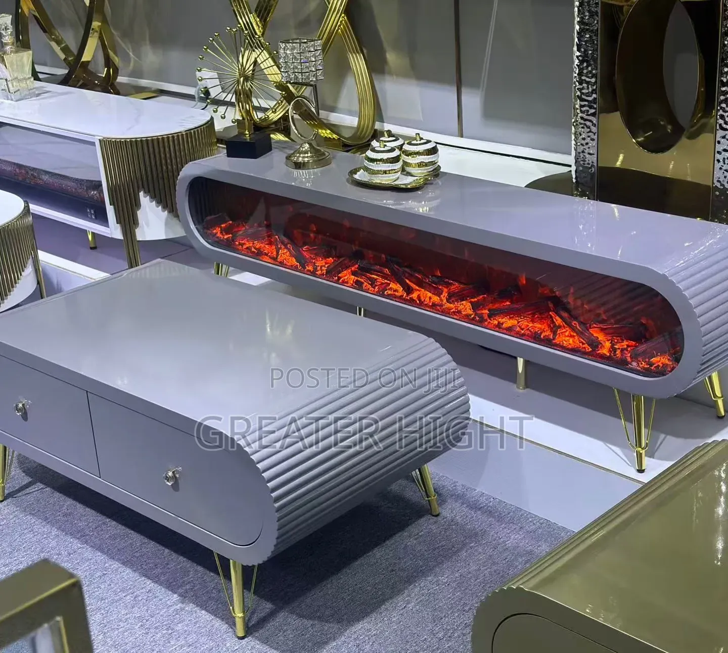 Modern Fireplace TV Console and Centre Table