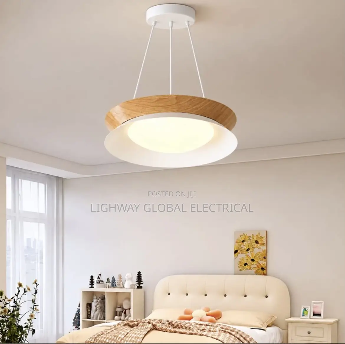 Iron Ring Wooden Designer Eye Protection Creative Bedroom Chandelier