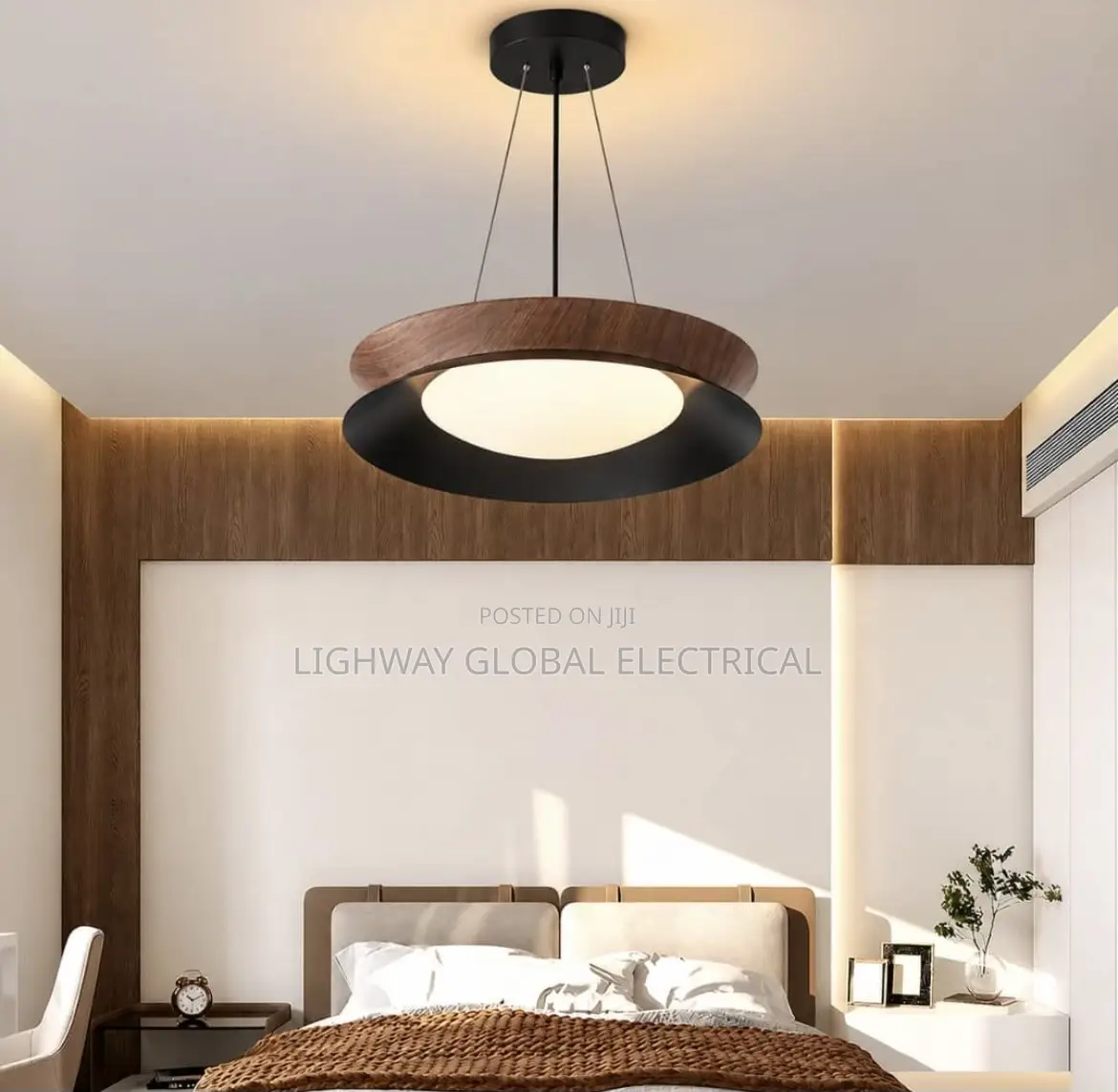 Iron Ring Wooden Designer Eye Protection Creative Bedroom Chandelier