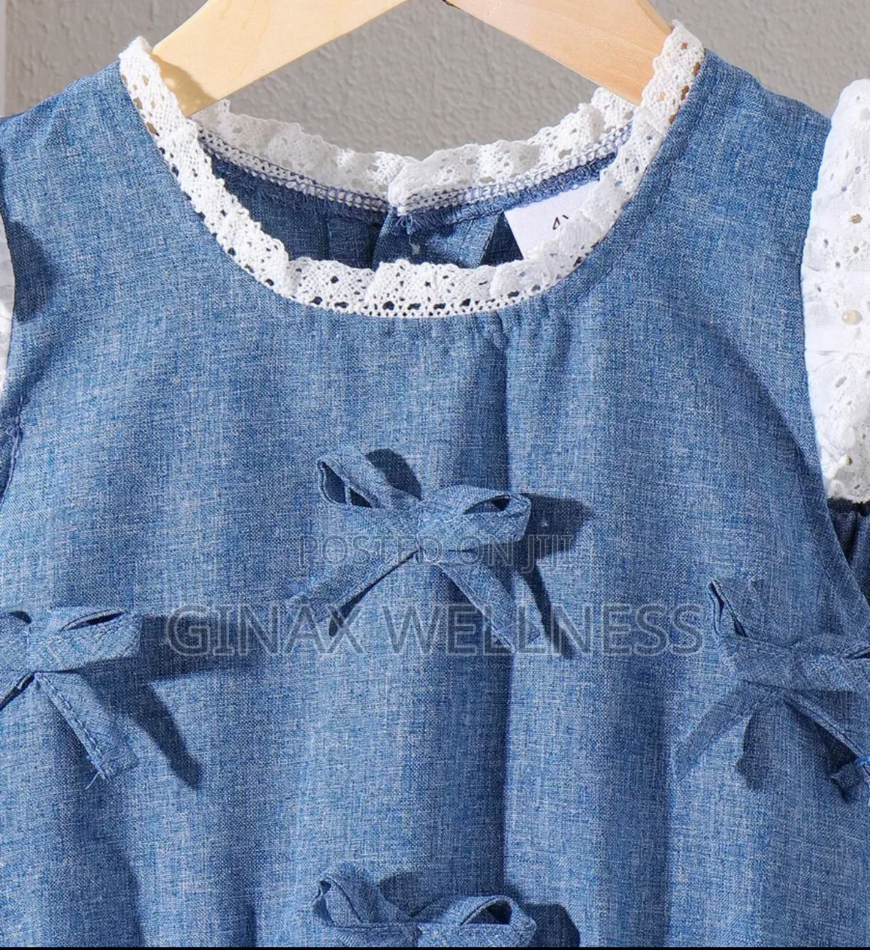 Sleeveless Bow Denim Top and Wide-Leg Denim Trousers